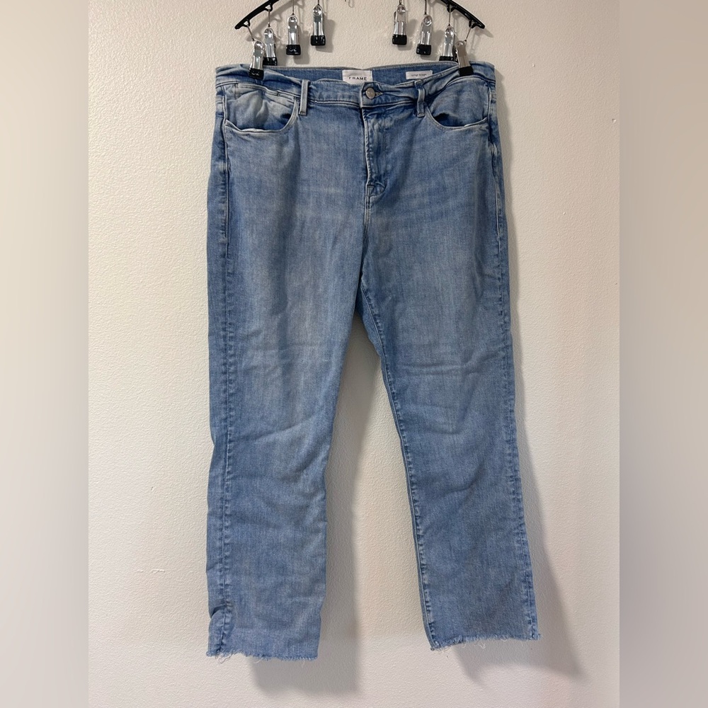Frame Denim Le High Straight Frayed Hem Jeans Size 33 - Picture 1 of 8
